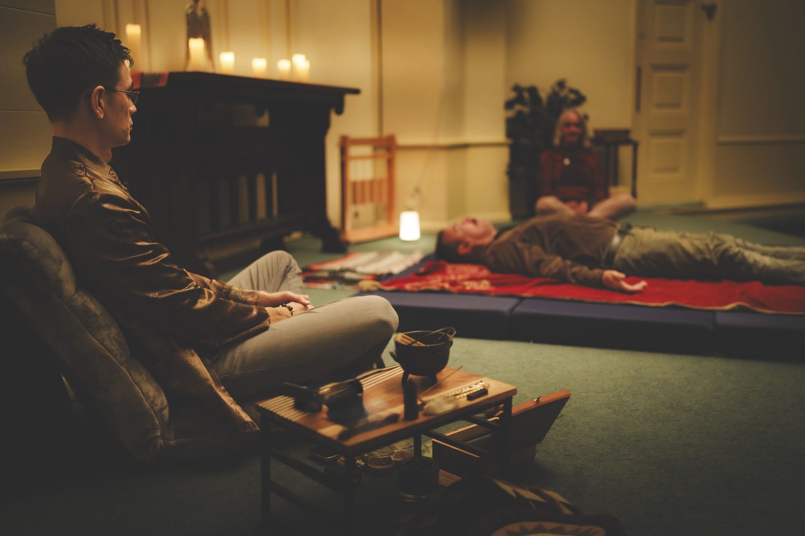 A member resting during a session