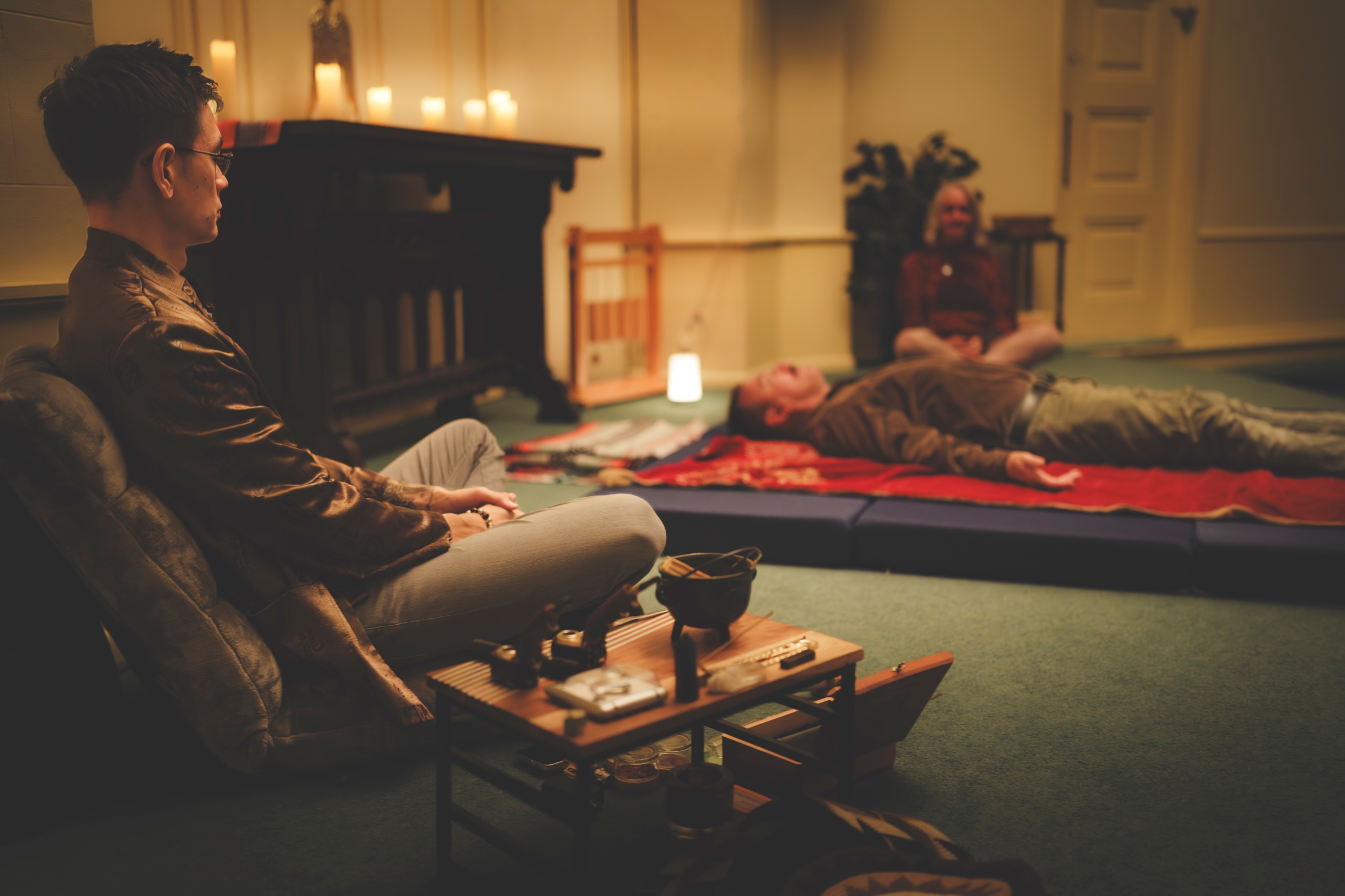 A member resting during a session